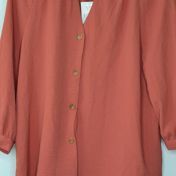 NEW Coral Bay Women's Button Down Top 3/4‎ Sleeve V Neck Pink Size Small - Picture 7 of 8